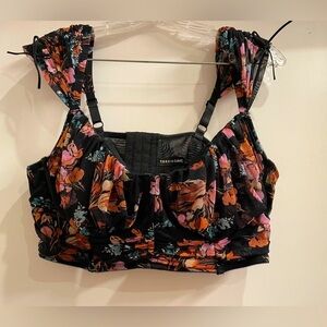Torrid Black and Floral Lingerie Bra
